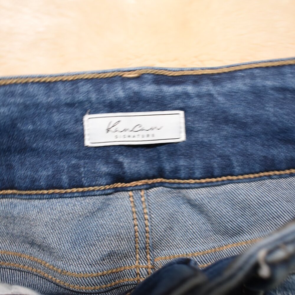 KanCan Dark Blue High-Waist Flare Jeans with Frayed Hem - Picture 10 of 15